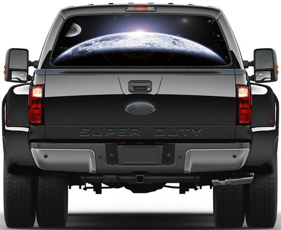 

Free Shipping Creative Rear Window Graphic Decal Earth View Car Truck SUV Wallpaper mural Wall Print Decal Photo Wall Deco