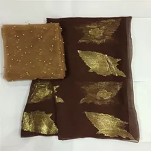 LX! Высокое качество Африканский Металл шелковой ткани 5 ярдов+ 2 шифон африканская шелковая ткань для дамы Праздничная одежда! F31309