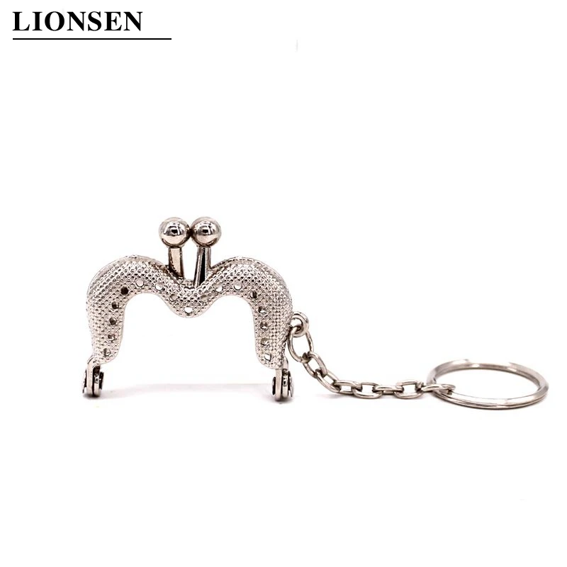 Lionsen 4cm Metal Coin Purse Bag Change Purse Frame with Keychain 5 colors Frame Kiss Clasp Lock DIY Craft wallet accessaries - Цвет: M SILVER