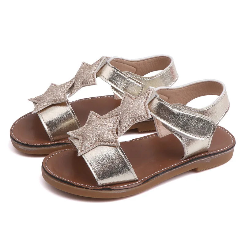 

Kids Sandals 2019 Summer Girls Sandal star Princess Shoes Anti-Slip Baby Sandal Toddler black shoes for girls sliver sandal