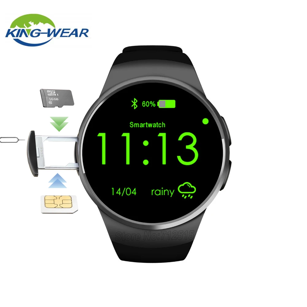 

Kingwear KW18 Smart Watch Bluetooth Heart Rate Monitor Intelligent smartWatch Support SIM TF Card for apple samsung Phone