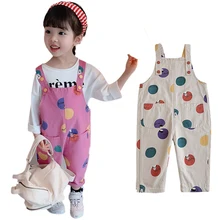 Детские штаны; Комбинезон для маленьких девочек; комбинезоны; сезон весна-осень; цельнокроеная детская одежда; Детские повседневные брюки на подтяжках