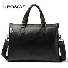 LUENSRO брендовый портфель, кожаный Простой деловой мужской портфель, натуральная кожа, сумка для ноутбука, мужская сумка на плечо, противоугонная сумка
