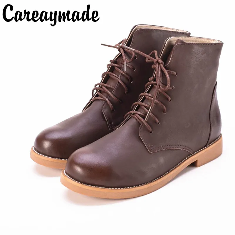 Autumn and winter female boots 2017 New England simple classic Top layer Genuine leather short tube thick with Martin boots Autumn and winter female boots 2017 New England simple classic Top layer Genuine leather short tube thick with Martin boots