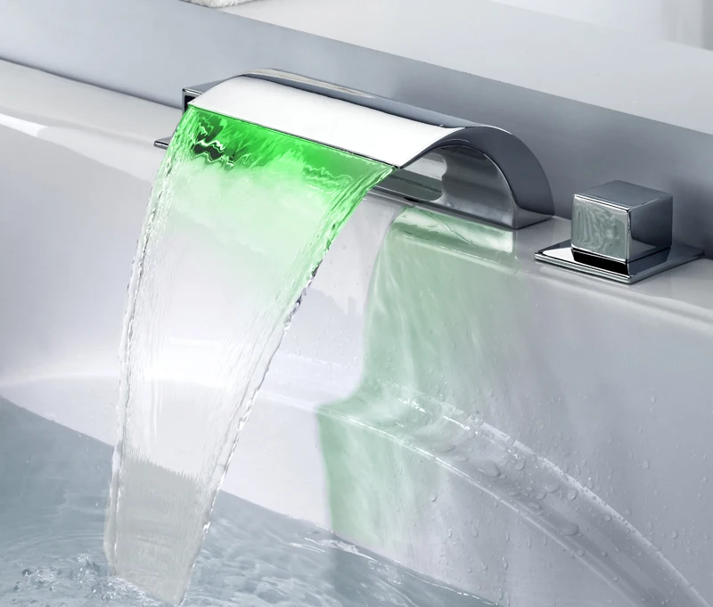 Free Shipping Waterfall Bathtub Led Faucet Widespread Tub 3 Free Shipping Waterfall Bathtub Led Faucet Widespread Tub 3 Piece Roman In Faucets From Home Improvement On Aliexpress
