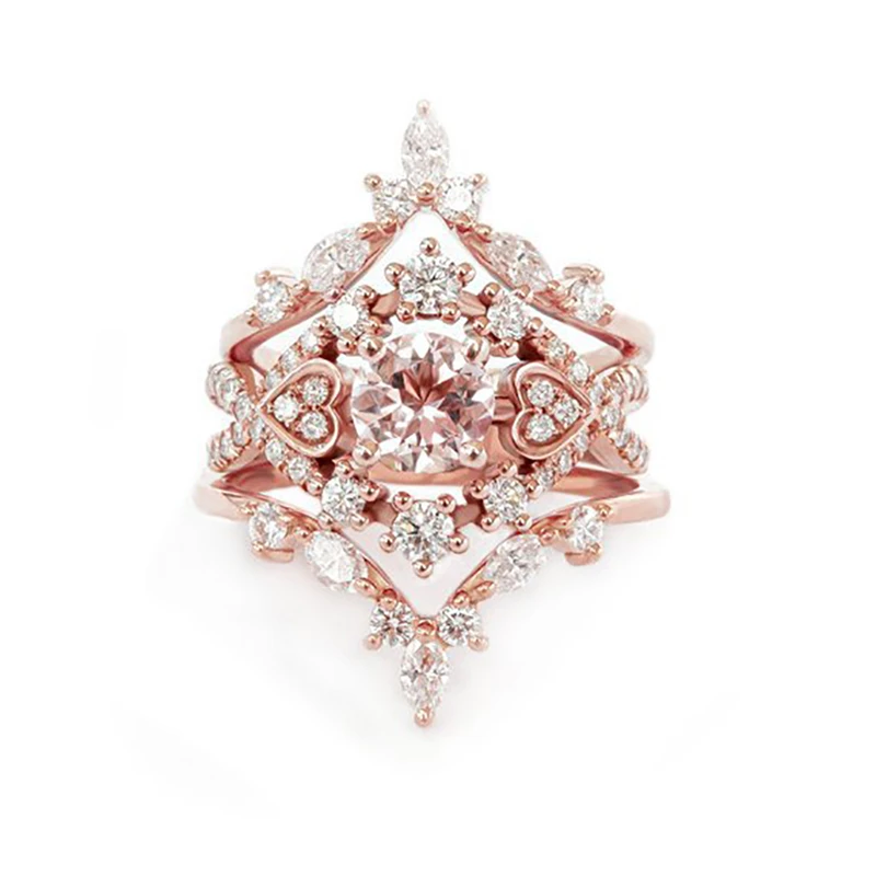 

3 Pcs/Set Vintage Zircon Rings for Women Geometric Flower Crystal Ring Set Bohemian Midi Finger Ring Jewelry anillos Dropship