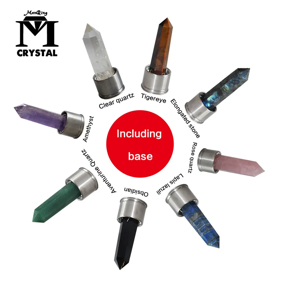 

100% Natural crystal stone Glass drink Water Bottle Replacement Crystal Point reiki Healing magic quartz Wand