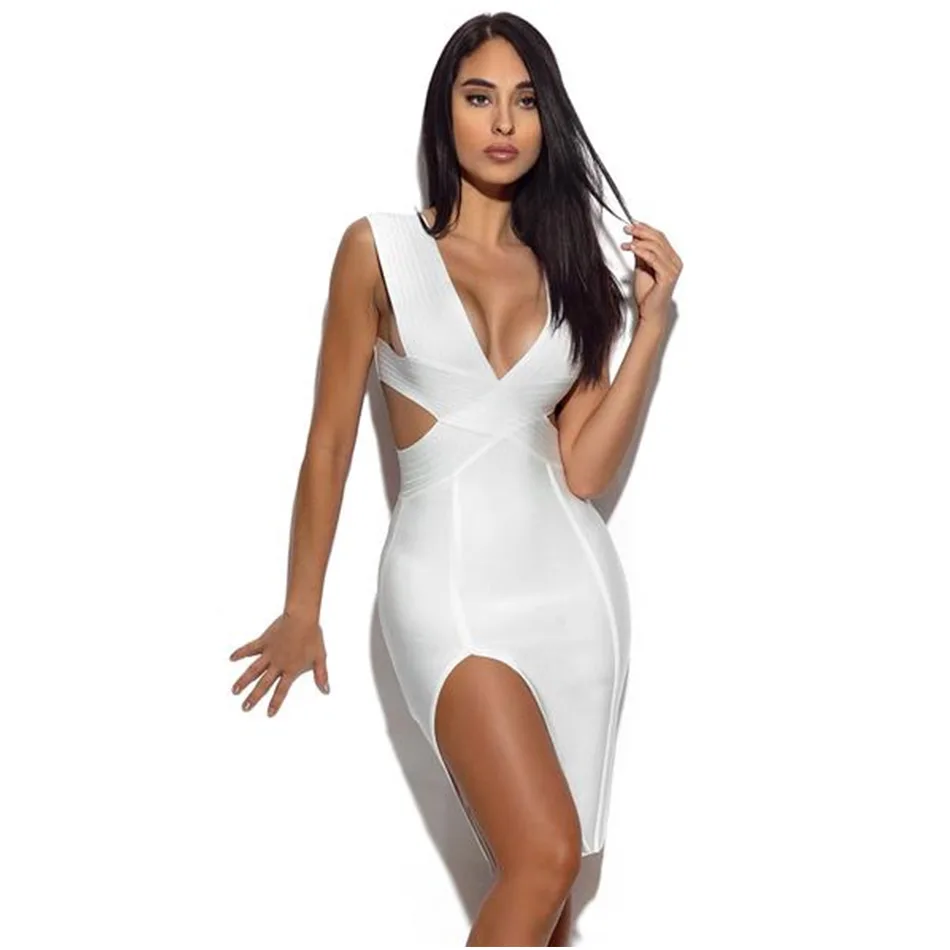 Seamyla-Sexy-Deep-V-Neck-Sleeve-Bodycon-Bandage-Dresses