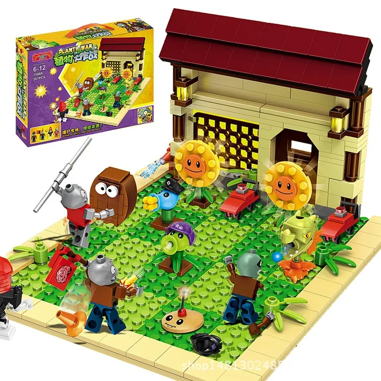 Baratos 2019 nuevo juego de 2 estilos plantas vs zombis juego de laberinto de jardín de Anime juego de bloques de construcción de regalo Compatible con ladrillos