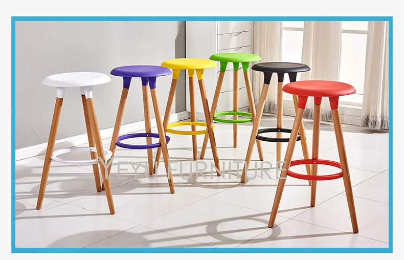 Минималистический современный дизайн пластиковый и твердый деревянный барный стул простой дизайн барный стул набор мебели для гостиной