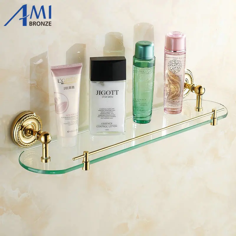 Wall Mounted Golden Polished Bathroom Accessories Bathroom glass holder