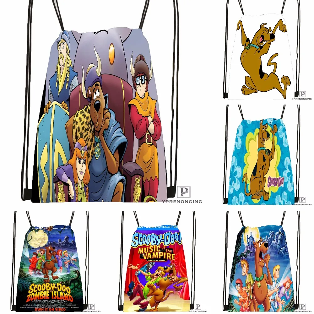 Custom Scooby Doo Team Up Drawstring Backpack Bag Cute Daypack Kids Satchel Black Back 31x40cm 180531