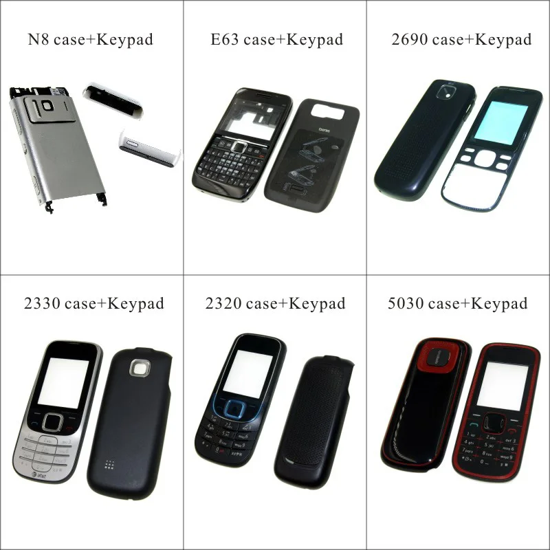 

For Nokia n8 E63 2690 2330 2320 5030 Housing Front Faceplate Frame Cover Case+Back cover/battery door cover+Keypad