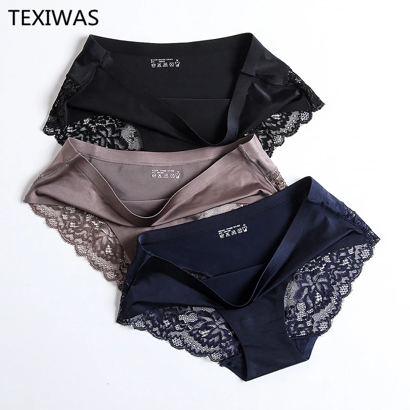 

TEXIWAS 3pcs /lot Sexy Lace Panties Seamless Women Underwear Briefs For Ladies Cotton Lingerie Women Panties