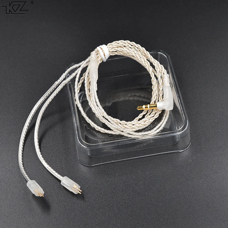 Посеребренный кабель для наушников KZ ZS5 ZS3 ZS6 2 контакта 0 75 мм|cable upgrade|silver cablefor earphones