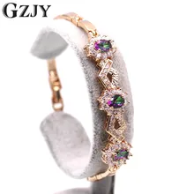 Gzjy Модные украшения золотой Цвет ful AAA циркон браслет для Для женщин Свадебные украшения браслет 2 Цвет s