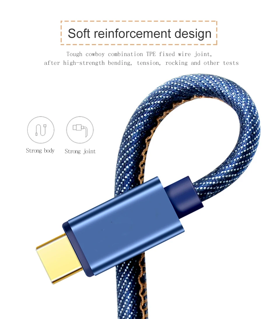Cowboy Braided Gold-plated Plug Fast Charge Data Cable Micro USB Type C Cables For Samsung Sony Xiaomi Huawei usb Charger (4)