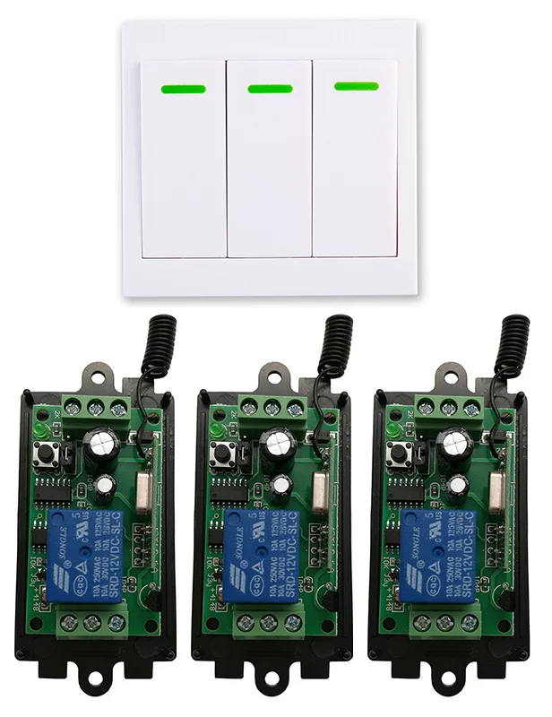 

DC 9V 12V 24V 1 CH 1CH RF Wireless Remote Control Switch System Receiver+3CH 86 Wall Panel Transmitter,315/433.92 MHZ shutters