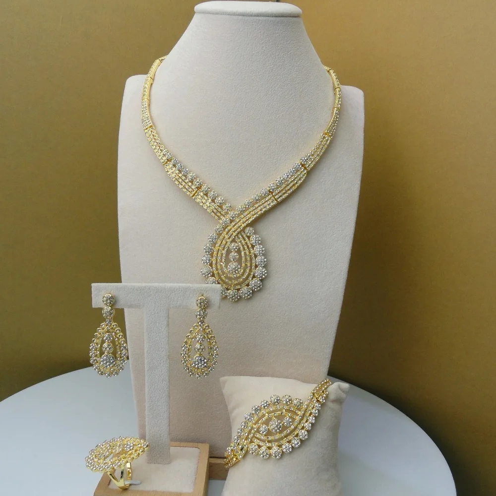 

Yuminglai 2019 Luxury Dubai Ladies Jewelry Set Nigerian Jewellery Set Plated FHK5819