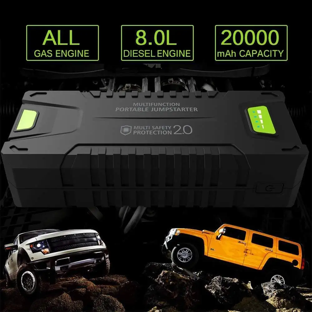 Стартер для автомобиля 1000A 20000mAh power Bank пусковой усилитель устройства 12V аварийное автомобильное зарядное устройство для автомобильного зарядного устройства