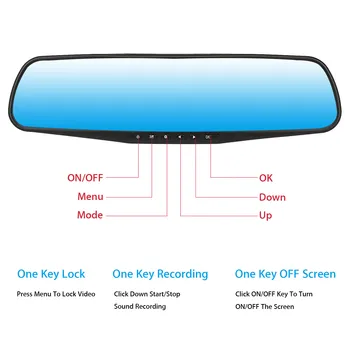 

4.3Inch HD Dual Lens Car DVR Dash Cam Rearview Mirror Camera Video Recorder