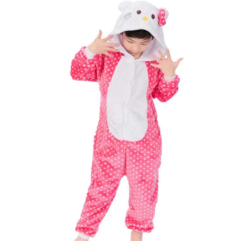 

girls pajamas 5 7 9 11 Years Flannel cartoon animals Cat pyjamas for Girl kids winter cheap baby pajamas children sleepwear
