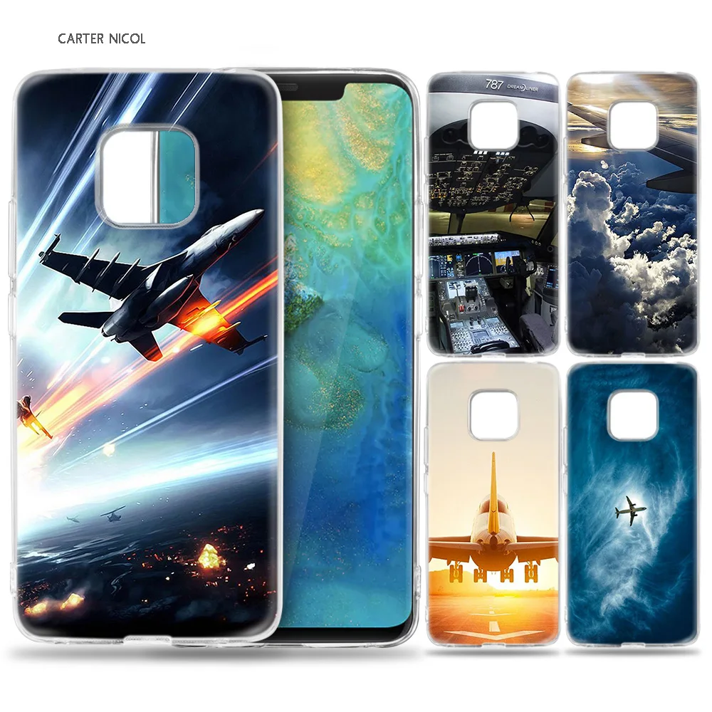 

Case for Huawei Mate 10 20 Pro P10 P20 P30 Honor 10 8X 8C 8A Lite P Smart Y6 Y7 2018 2019 V20 Aircraft Airplane Fly Travel