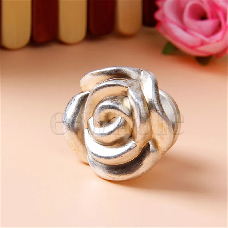 

Antique Silver Rose Door Cabinet Drawer Furniture knob Handle Pull Hardware 35mm HG524