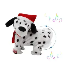 Милая Рождественская Поющая Танцующая щенок плюшевая игрушка с красной шляпой, электрическая музыкальная вращающаяся Детская кукла для собак, Рождественская игрушка, подарок