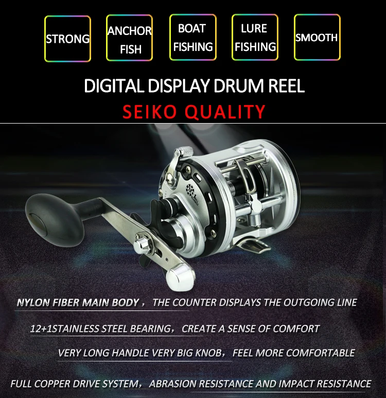 YUMOSHI JCA500 12+1BB Drum Electrical Fishing Reel Depth Counting Multiplier reel