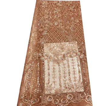 

2018 High Quality embroidered African Lace fabric with Sequins for Party Dress French Lace Fabric HX899-1