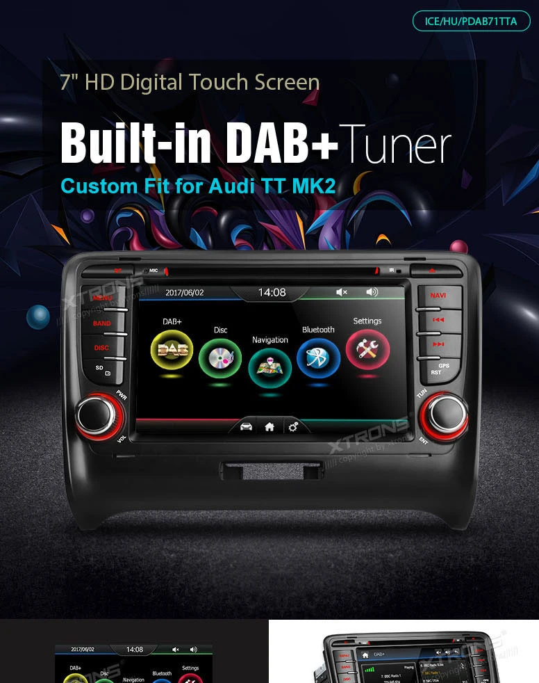 Discount 7" Special Car DVD for Audi TT MK2 (8J) 2006-2014 with Built-in Vehicle Standard DAB+ Module & Professional DAB+ Antenna 0