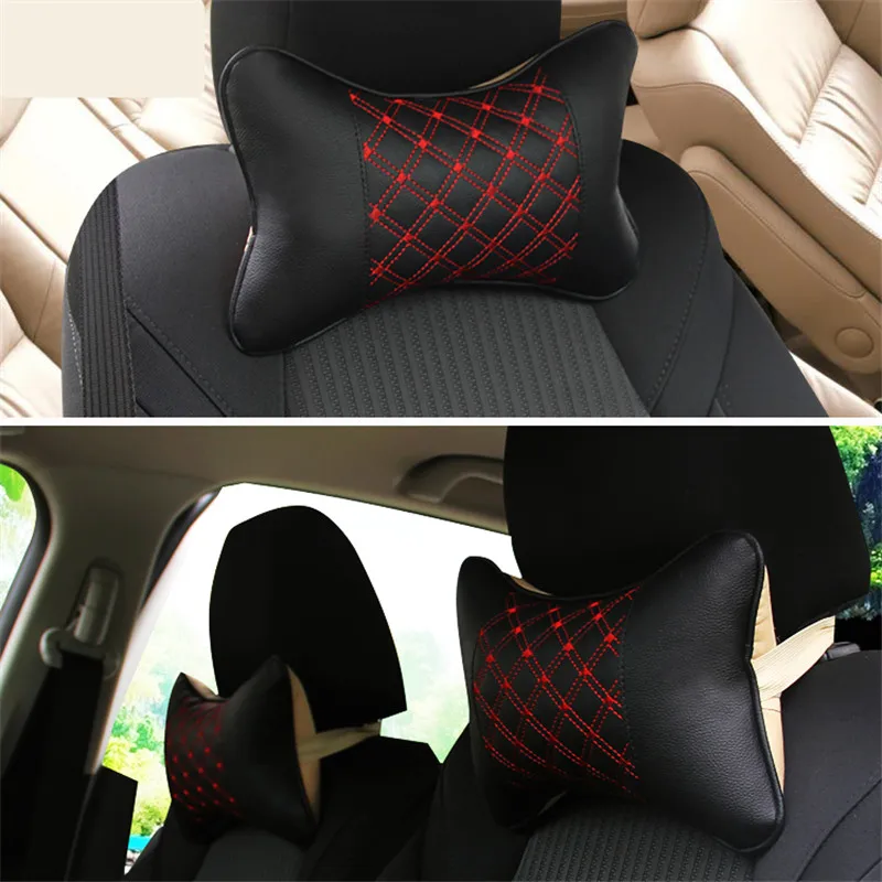 1 PCS PU Leather Car Neck Pillows Neck Headrest Breathable Vehicular