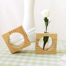 1 комплект деревянная Современная стильная стеклянная столешница растение бонсай цветок Свадебная декоративная ваза с деревянным лотком аксессуары для украшения дома