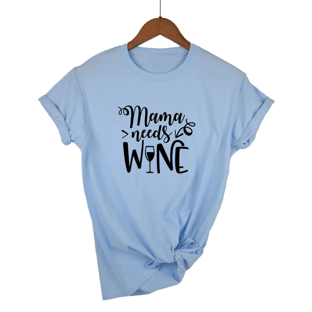 Футболка с надписью Mama needs wine летняя женская футболка 2019|Футболки| |