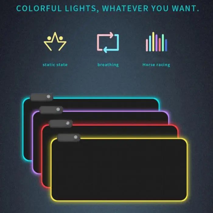 Игровой коврик для мыши RGB светящийся светодиодный Противоскользящий Красочный для ПК компьютера ноутбука DOM668