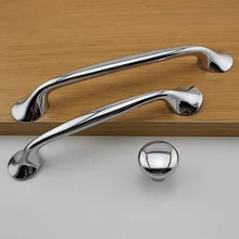 bright chrome Kitchen cabinet handle pull shiny silver dresser pull 128mm cupboard drawer modern fashion furniture