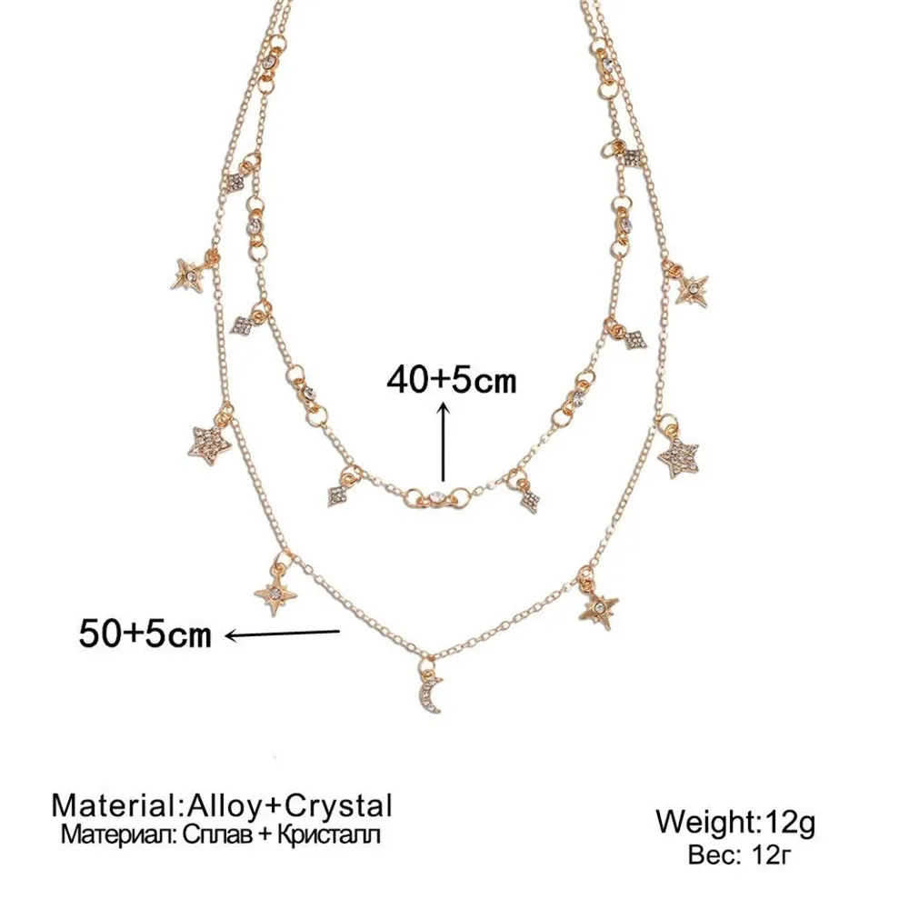 bls-mircale Multi Style Crystal Stone Stars Moon SunDangle For Women Girls Vintage Multilevel Summer Bohemian Geometric Jewelry
