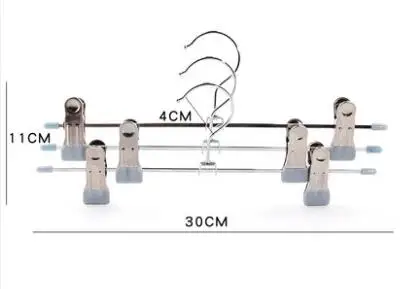 Sainwin 10 шт./лот 30 см металлические вешалки для брюк Non-slip зажим для штанов вешалки для одежды - Цвет: Silver
