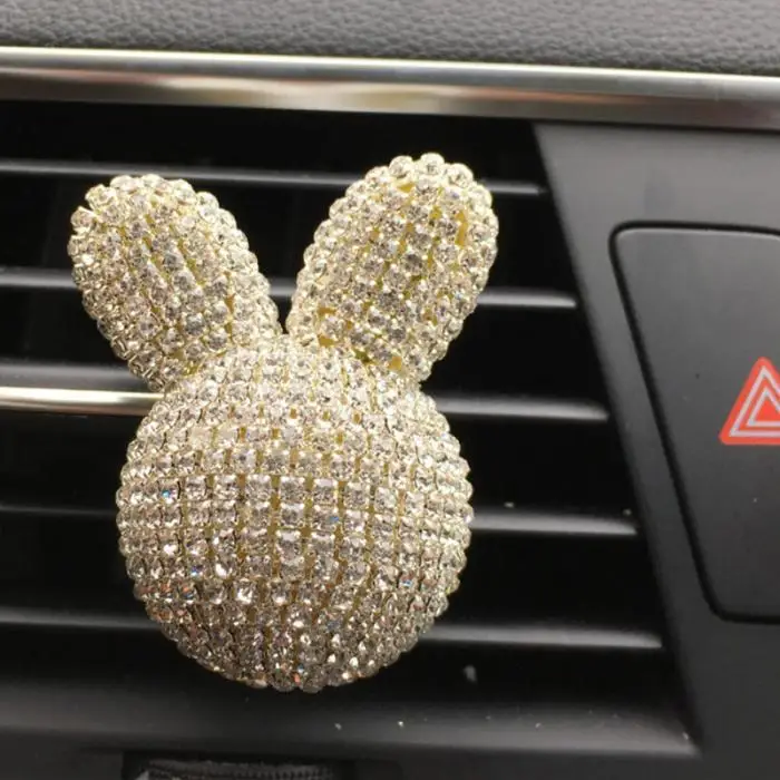 Bling Хрустальный кролик головы автомобильный освежитель воздуха Духи интерьерный Декор M8617