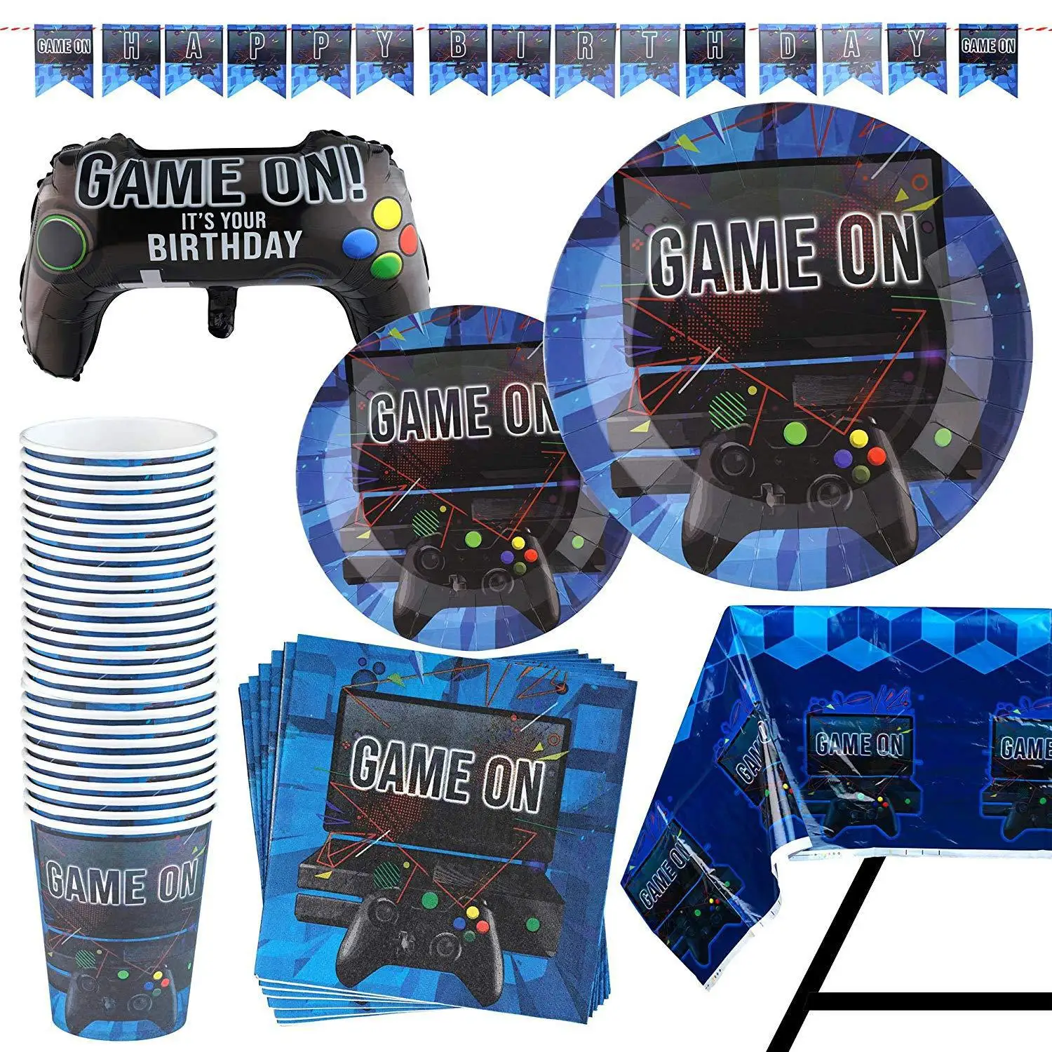 

2019 New for 16 Boys games game Birthday Party tableware set Layout supplies Props birthday party decorations kids