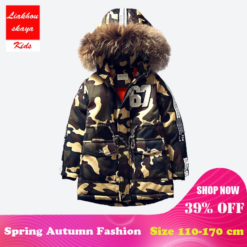 

Liakhouskaya 2018 New Childrens Winter Jacket For Boys Thick Cotton-Padded Long Solid Parkas Boy Clothes Kids Outerwear Fur Coat