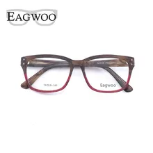 EAGWOO, мужские деревянные очки, квадратные, полная оправа, оптическая оправа, рецепт, очки с весенним храмом, новинка 1930