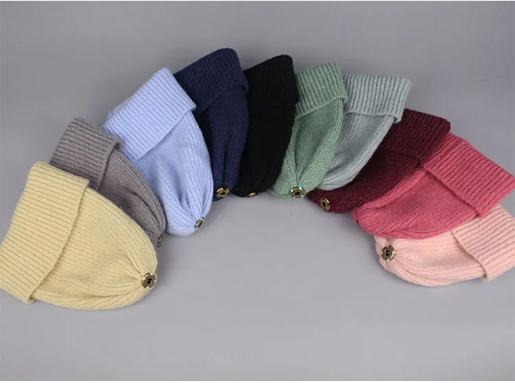 Зимняя шапка с помпоном из натурального меха для женщин, шапка из кашемира и шерсти и хлопка, шапка с помпонами из натурального Лисьего меха, шапка-шарф, шапка-помпон Skullies