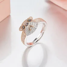 Famous Zircons Cute Puppy Open Rings anel feminino 925 sterling silver Adjustable Dog font b pet