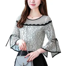 2018 New Arrival Autumn Blouse Office Lady Blouse Slim Shirt Fashion Women’s Speaker Sleeves Shirt Women’s Tops