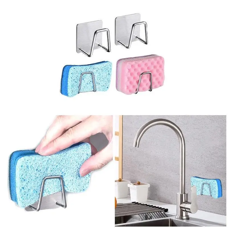 

Stainless Steel Sponge Drain Rack Sponge Holder Durable Dishwashing Holder Sink Organizer Sink Sponge Hanger Drainer Rack