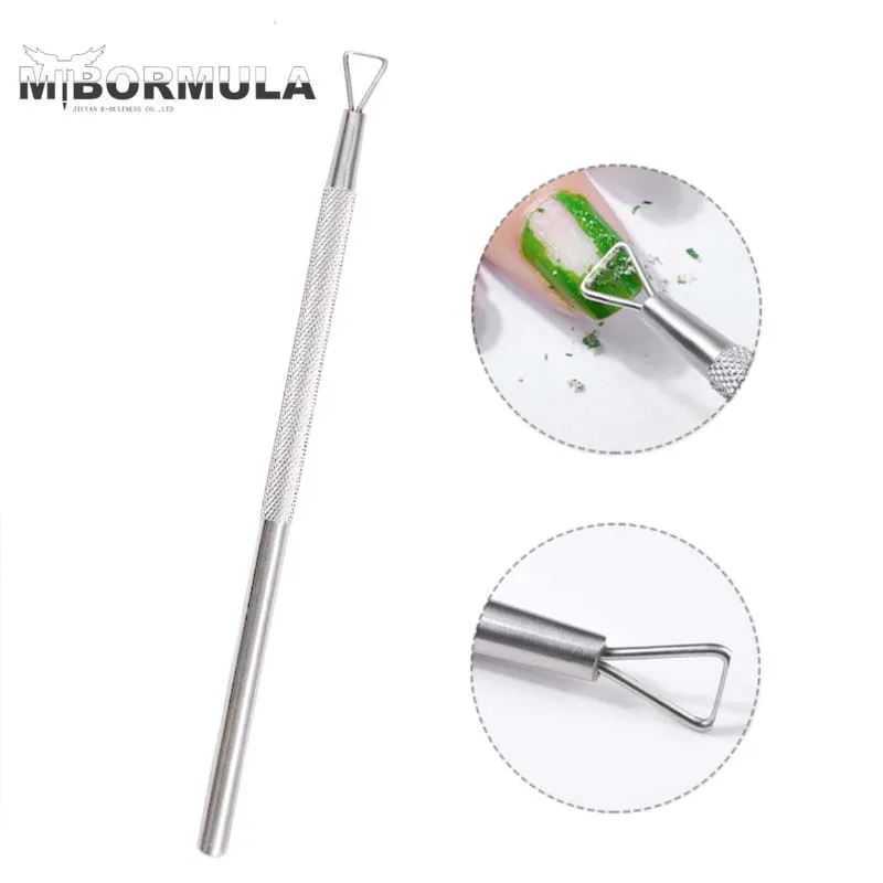 

1PCS Double Head Removal Cuticle Pusher Durable Stainless Steel Triangle Rod Stick for UV Gel Polish Manicure Cleaner Nail Tools