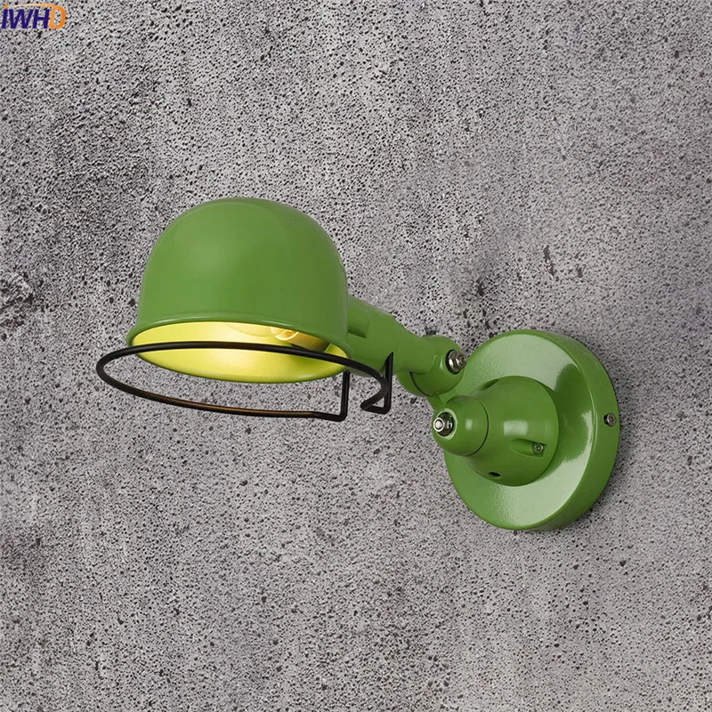 

IWHD Vintage Wall Lamp Simple Edison LED Wall Light Colorful Adjustable Arm Wandlamp RH Home Lighting Retro Bathroom Light