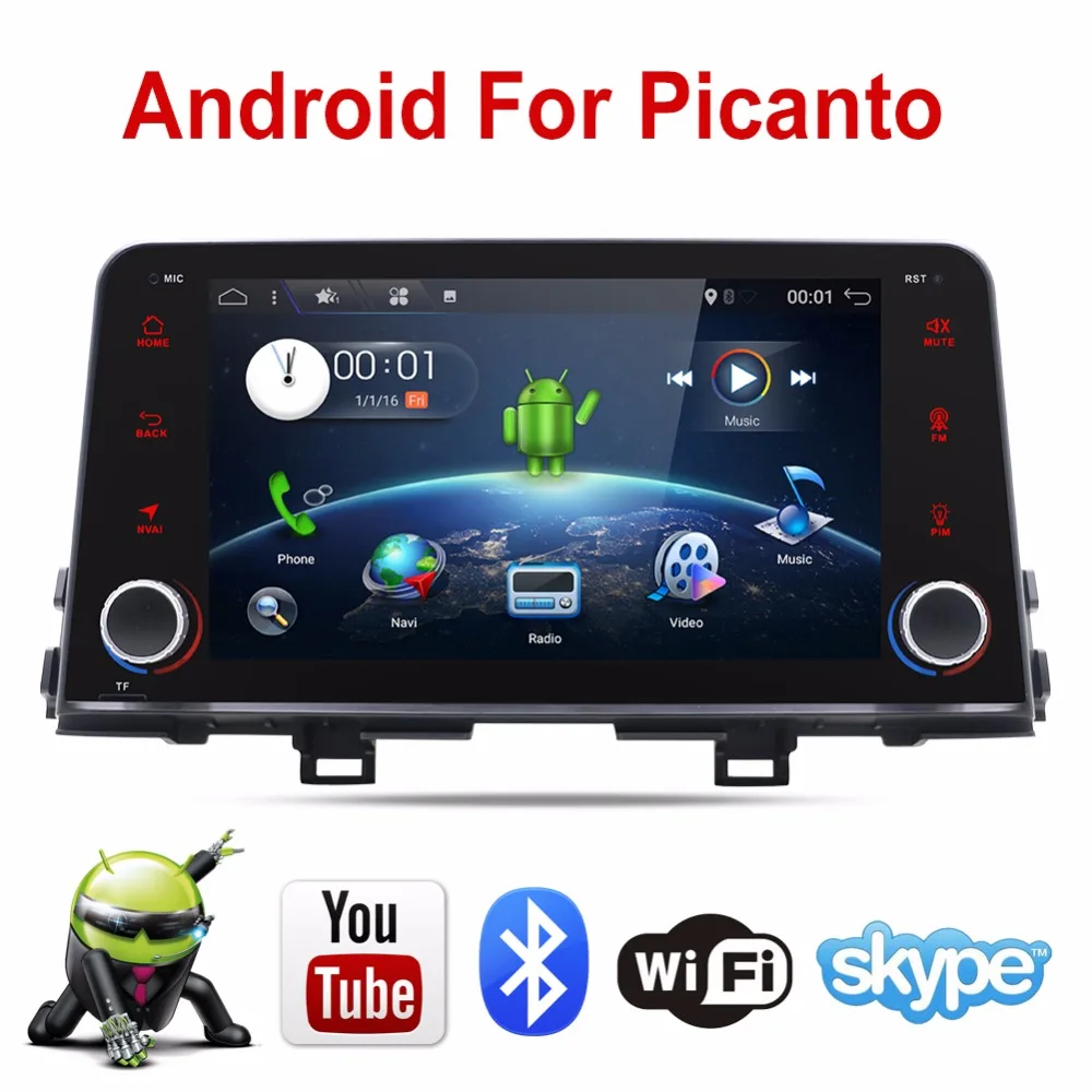 

Android 7.1 Quad Core CPU Car DVD Player GPS Navigation Radio Stereo for KIA PICANTO MORNING 2017+ CAR Radio Auto Multimedia